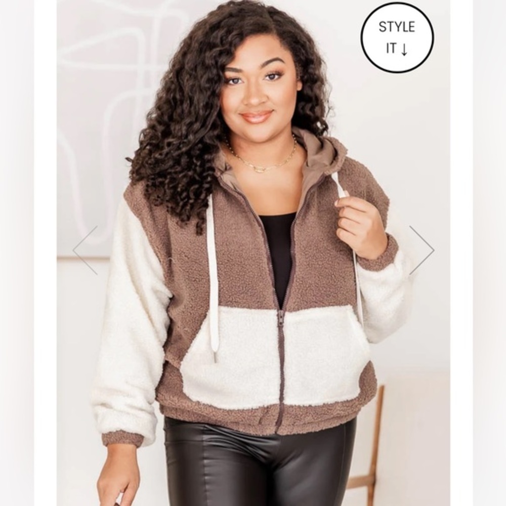Pink Lily Sherpa Jacket Zip Up